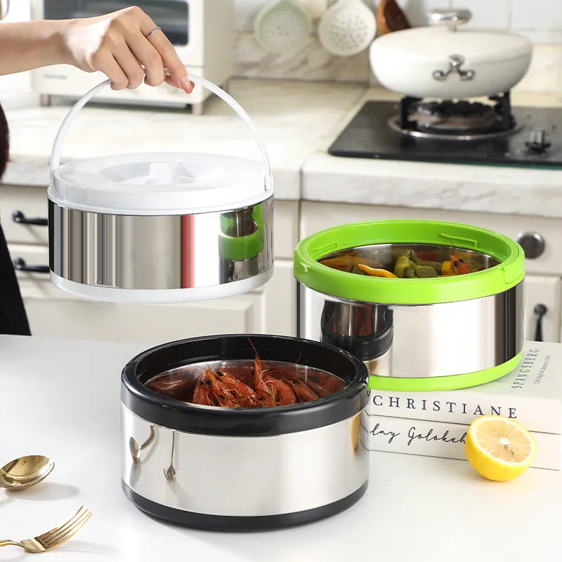3Pcs Stainless Steel Hotpot Insulated Casserole Carriers Lunch Box