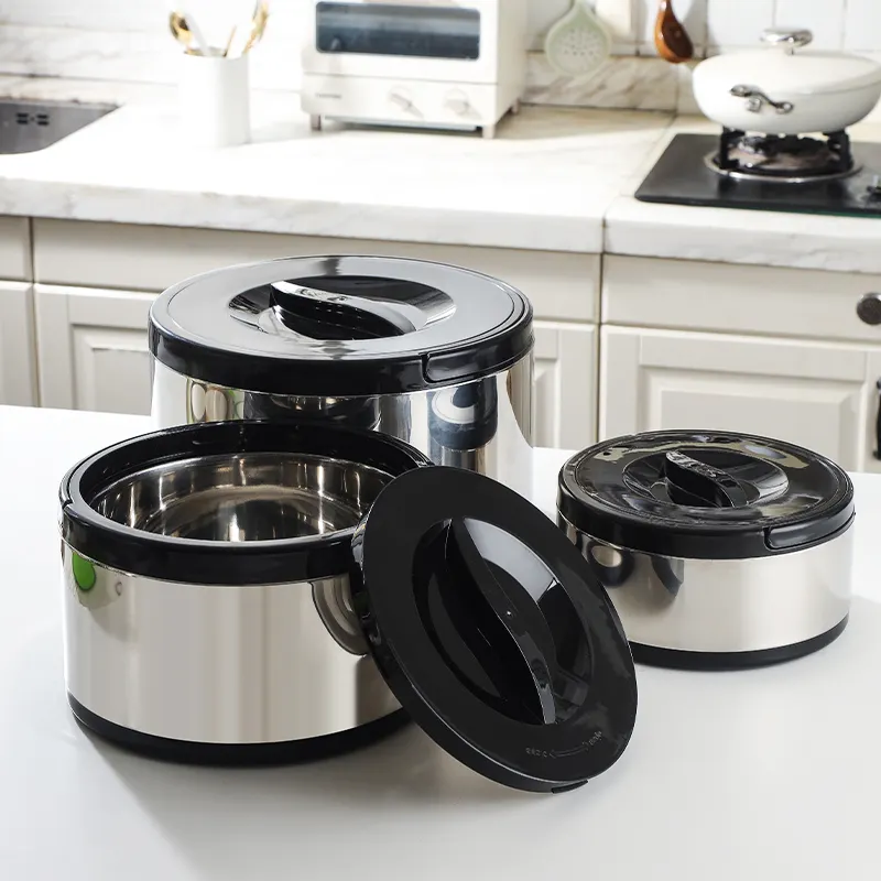 3Pcs Stainless Steel Hotpot Insulated Casserole Carriers Lunch Box