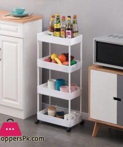 4 Layers Storage Rack Kitchen Trolley Movable Shelf Home Furniture Storag Box Bathroom Organizer With Wheels Narrow Cabinet
