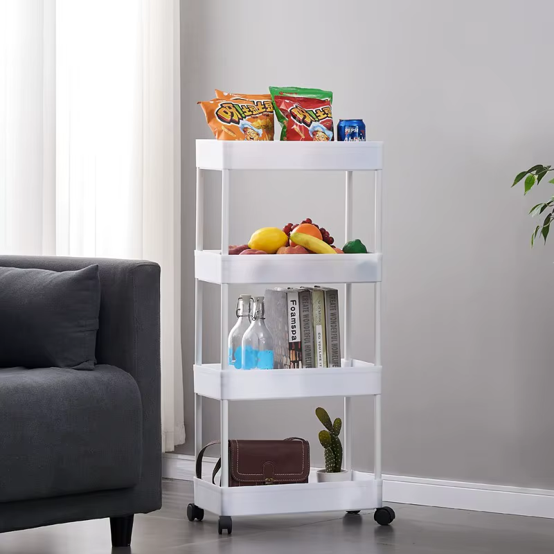 4 Layers Storage Rack Kitchen Trolley Movable Shelf Home Furniture Storage Bathroom Organizer With Wheels Narrow Cabinet