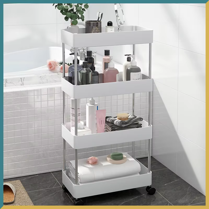 4 Layers Storage Rack Kitchen Trolley Movable Shelf Home Furniture Storage Bathroom Organizer With Wheels Narrow Cabinet