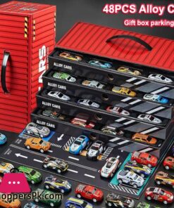 48PCS Container Simulation Alloy Car Model Finale Alloy Inertia Pull Back Mini Car Toy