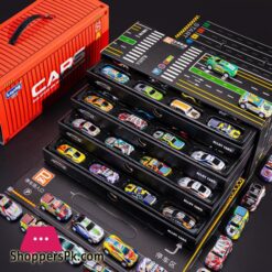 48Pcs Container Simulation Alloy Car Model Finale Alloy Inertia Pull Back Mini Car Toy
