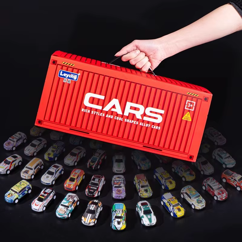 48Pcs Container Simulation Alloy Car Model Finale Alloy Inertia Pull Back Mini Car Toy