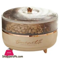 5 Grid Snack Plate With Lid Moisture Proof 360 Rotating Candy Nut Storage Plate