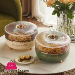 5 Grid Snack Plate With Lid Moisture Proof 360 Rotating Candy Nut Storage Plate