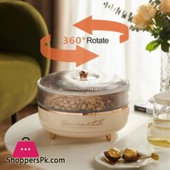 5 Grid Snack Plate With Lid Moisture Proof 360 Rotating Candy Nut Storage Plate