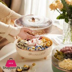 5 Grid Snack Plate With Lid Moisture Proof 360 Rotating Candy Nut Storage Plate