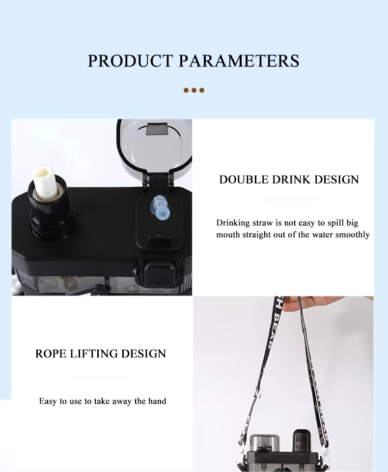 620Ml Travel Outdoor Black White Split Chamber Plastic Double Compartment Water Bottle Children Cartoon Double Bin Plastic Cup