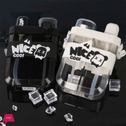 620Ml Travel Outdoor Black White Split Chamber Plastic Double Compartment Water Bottle Children Cartoon Double Bin Plastic Cup