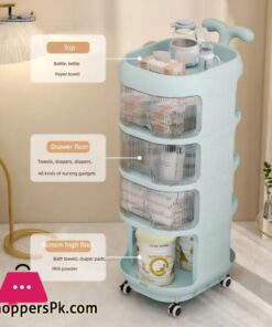 Baby Product Storage Rack Plastic Trolley Removeable Storage Multifunctional Baby Drawer 3-Layer - Image 3