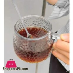 Bear Glass Cup 400Ml Hammer Pattern Coffee Cups Drinkware Tea Mugs With Handle Transparent Glass Cup With Lid