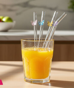 Butterfly Glass Straw 6xGlass Straw+1xBrush - Set of 7
