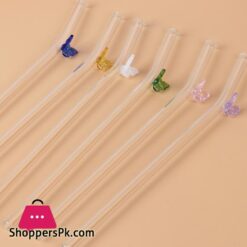 Butterfly Glass Straws Set Reusable Bar Tools For Smoothies Cocktails Tea Coffee Juicy Drinking Eco Friendly Drinkware