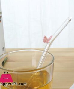 Butterfly Glass Straw 6Xglass Straw+1Xbrush - Set Of 7 15 Butterfly Glass Straws Set Reusable Bar Tools For Smoothies Cocktails Tea Coffee Juicy Drinking Eco Friendly Drinkware