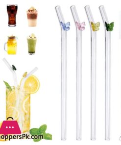 Butterfly Glass Straw 6Xglass Straw+1Xbrush - Set Of 7 16 Butterfly Glass Straws Set Reusable Bar Tools For Smoothies Cocktails Tea Coffee Juicy Drinking Eco Friendly Drinkware
