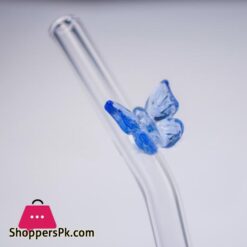 Butterfly Glass Straws Set Reusable Bar Tools For Smoothies Cocktails Tea Coffee Juicy Drinking Eco Friendly Drinkware