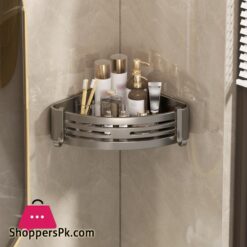 Corner Bathroom Storage Rack Punch-free Wall-mounted Metal