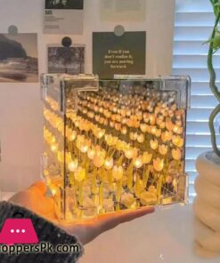 DIY Tulip Mirror Cube Lamp Simulation Flower 12CM