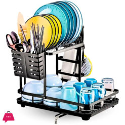 Dish Drainer Dish Drying Rack 2 Levels Black Color 7 Dish Drainer Dish Drying Rack 2 Levels Black Color