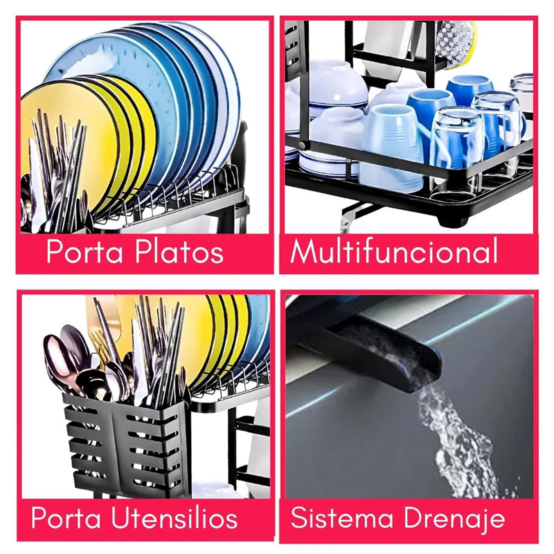 Dish Drainer Dish Drying Rack 2 Levels Gold Color