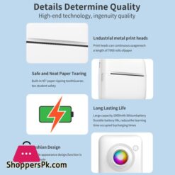 Mini Pocket Printer Portable 58Mm Thermal Printer Machine Wireless Bt Printer For Picture Label Diy Handcraft List Memo Notes