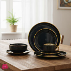 Premium Porcelain Dinner Set with Cream Shine Finish and Elegant Self Linning Texture