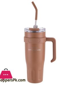 Sitarayuri Large Capacity Luxury Thermos With Handle And Straw - Stylish Stainless Steel Vacuum Flask For Work And Travel - Image 3