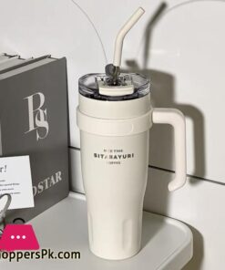 Sitarayuri Large Capacity Luxury Thermos With Handle And Straw - Stylish Stainless Steel Vacuum Flask For Work And Travel - Image 2