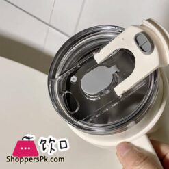 Sitarayuri Large Capacity Luxury Thermos With Handle And Straw - Stylish Stainless Steel Vacuum Flask For Work And Travel