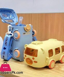 School bus Water bottle Portable Water cup in bus shape with strap Kids water bottle 500ml