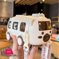 School Bus Water Bottle Portable Water Cup In Bus Shape With Strap Kids Water Bottle 500Ml
