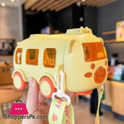 School Bus Water Bottle Portable Water Cup In Bus Shape With Strap Kids Water Bottle 500Ml