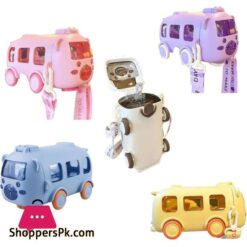 School Bus Water Bottle Portable Water Cup In Bus Shape With Strap Kids Water Bottle 500Ml