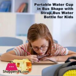 School Bus Water Bottle Portable Water Cup In Bus Shape With Strap Kids Water Bottle 500Ml