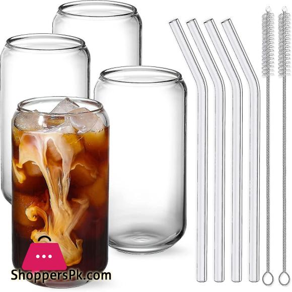 Set Of 6 - Reusable Glass Straws With Cleaning Brush, Glass Drinking Straws - Clear Glass Straws Reusable 6 Set Of 4 Reusable Glass Straws With Cleaning Brush Glass Drinking Straws Clear Glass Straws Reusable
