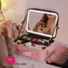 Smart Led Makeup Bag With Mirror Lights Professional Cosmetic Case For Women Travel Organizers Beauty Kit Storage