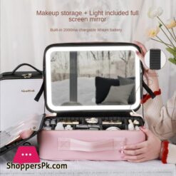 Smart Led Makeup Bag With Mirror Lights Professional Cosmetic Case For Women Travel Organizers Beauty Kit Storage