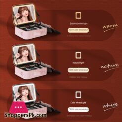 Smart Led Makeup Bag With Mirror Lights Professional Cosmetic Case For Women Travel Organizers Beauty Kit Storage