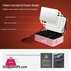 Smart Led Makeup Bag With Mirror Lights Professional Cosmetic Case For Women Travel Organizers Beauty Kit Storage