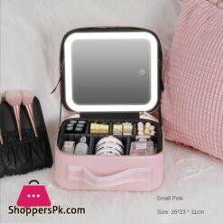 Smart Led Makeup Bag With Mirror Lights Professional Cosmetic Case For Women Travel Organizers Beauty Kit Storage