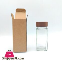 Wooden Wooden Lid Seasoning Bottle Airtight Bbq Glass Square Glass Seasoning Jar Square 120Ml 120Ml Seasoning Jar For Kitchen