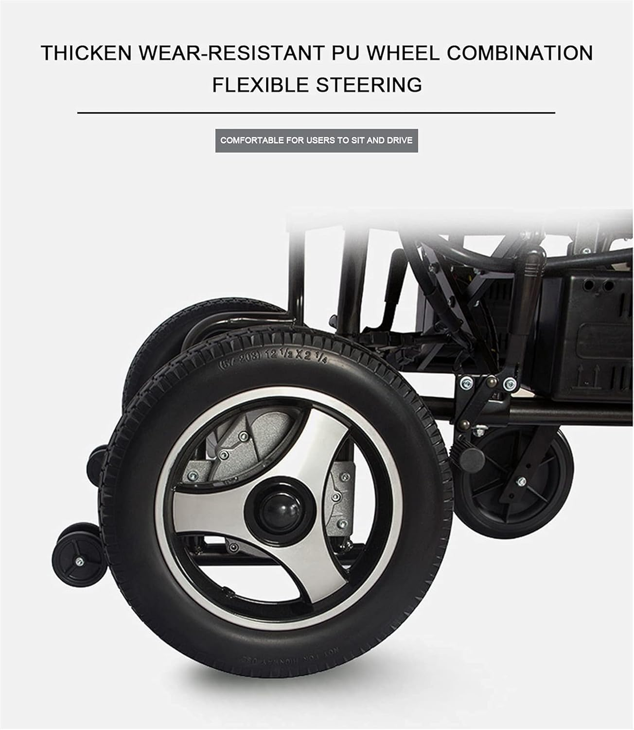 Adult Electric Wheelchair Portable High-Strength Frame Oxford Cloth Seat And Cushion 360 Degree Controller 250W Dual Motor