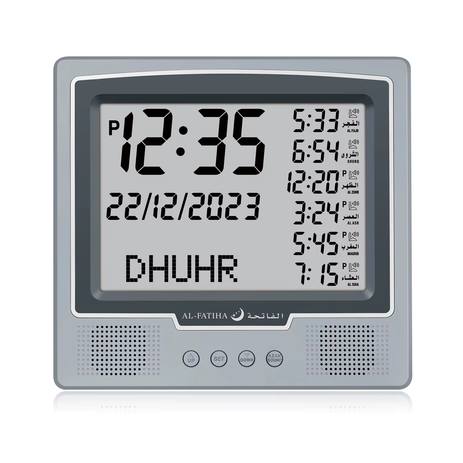 Al-Fatiha Azan Muslim Clock Digital Watch With Full Prayer Times Hijri Calendar Athan Prayer Time