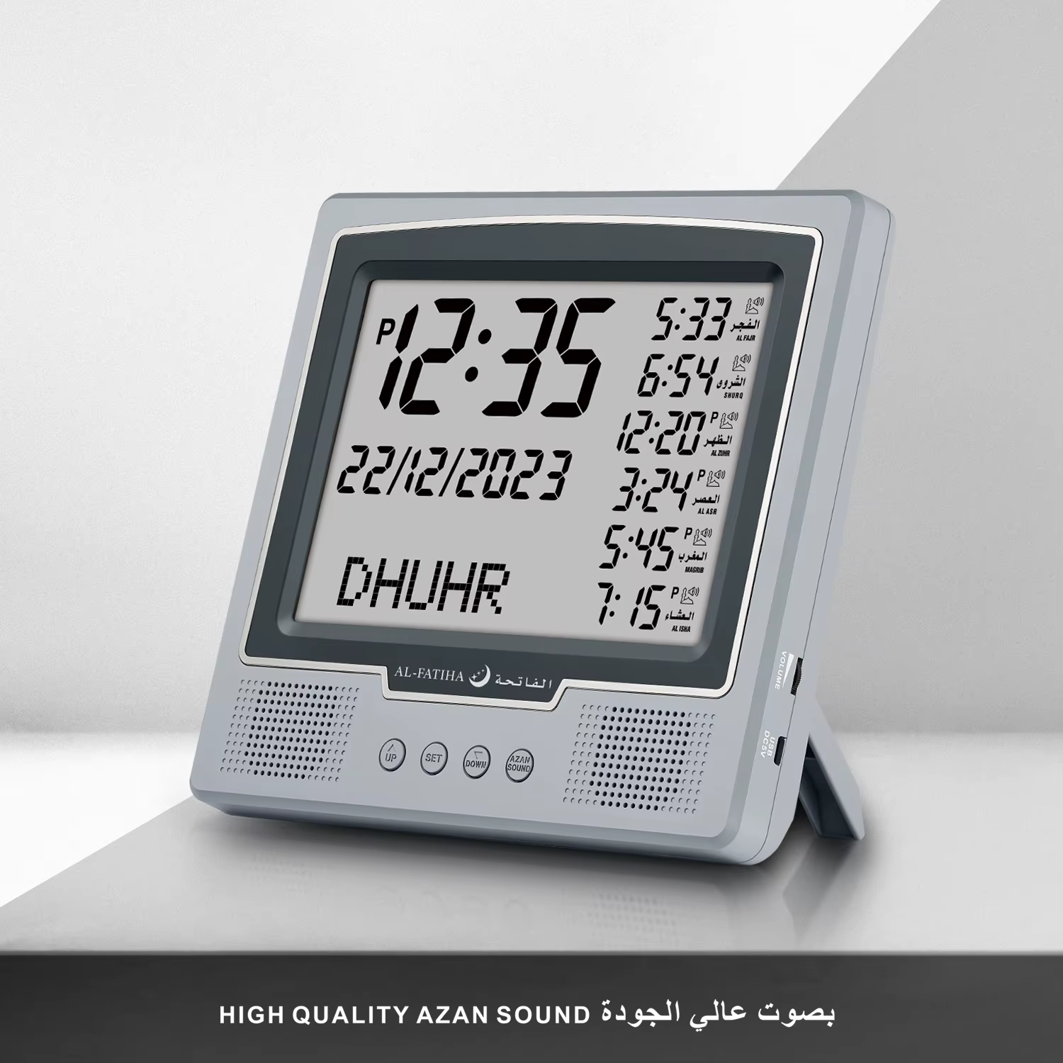Al-Fatiha Azan Muslim Clock Digital Watch With Full Prayer Times Hijri Calendar Athan Prayer Time