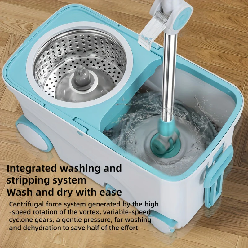 Automatic Rotation Magic Mop Bucket, Bus Style Floor Cleaning Mop, Microfiber Mop Bucket Cleaning Set