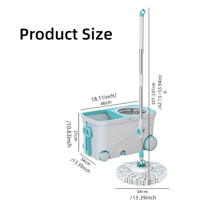 Automatic Rotation Magic Mop Bucket, Bus Style Floor Cleaning Mop, Microfiber Mop Bucket Cleaning Set