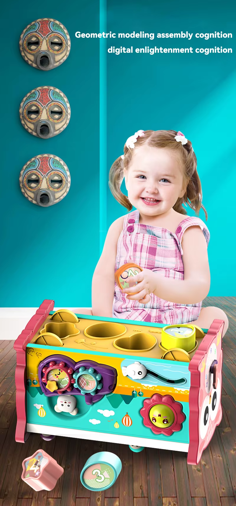 Baby Activity Cube Six Sided Box 8 In 1 Learning Toy