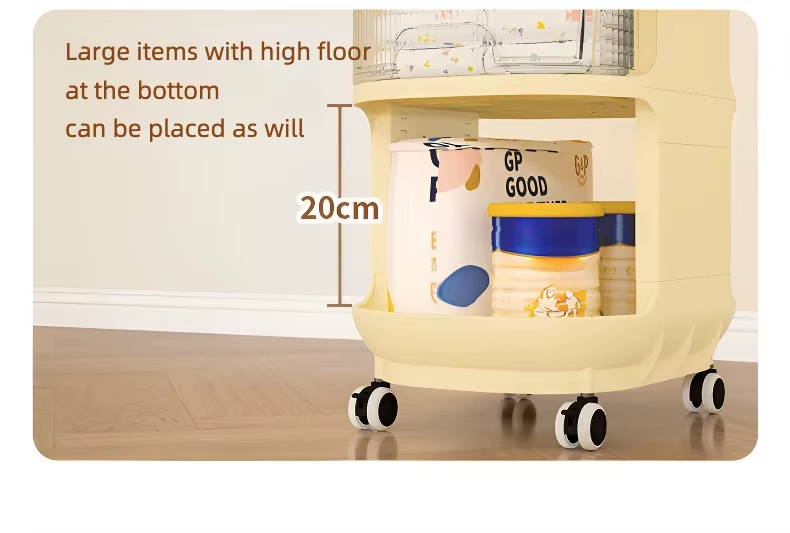 Baby Product Storage Rack Plastic Trolley Removeable Storage Multifunctional Baby Drawer 3-Layer