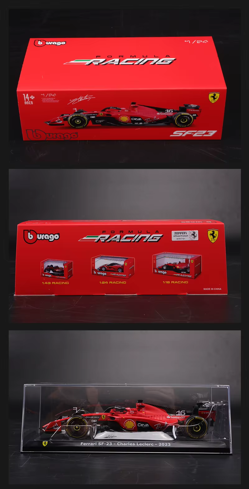 Bburago 1:24 Ferrari Sf23 C.sainz No.16 Formula One Cars Simulated Alloy Car Model